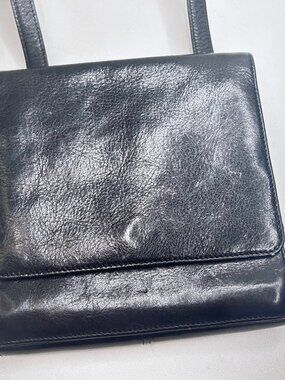 HOBO INTERNATIONAL Vintage Blk Leather Crossbody Organize Shoulder Boho Purse